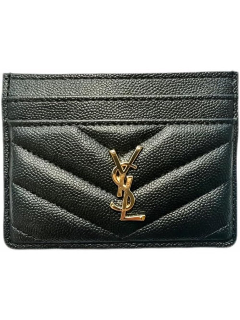Chic Black Quilted Faux Leather Card Holder, Slim Multi-Slot Wallet for Women